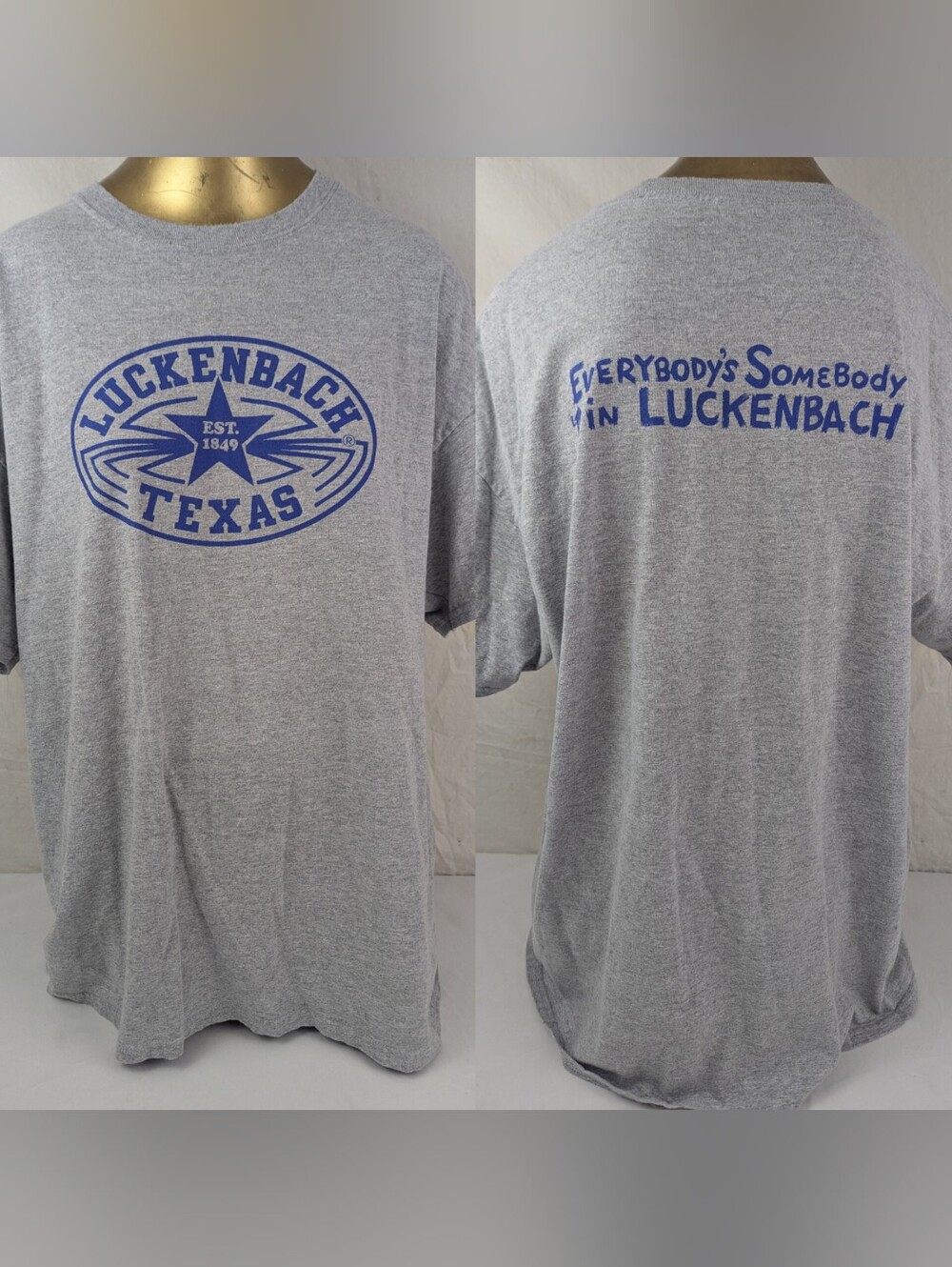 Luckenbach Texas Everybody Is Somebody Men's Grey Tee XL